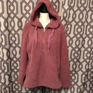 Old Navy Mauve Sherpa 1/2-Zip Hoodie Size XL